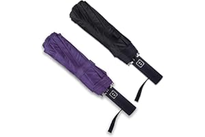 Bluinzi Double 10-Rib Compact Travel Umbrella for Rain and Sun - 46 Inches Small Automatic Folding Umbrella - Sturdy Portable Windproof Umbrella for Car Home Suitcase and Backpack