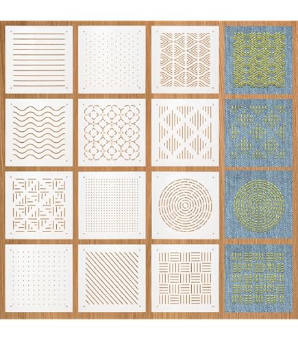 Lot De 7 Pochoirs Sashiko Acrylique - Motifs Traditionnels Japonais Pour Broderie Et Matelassage