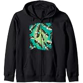 Skull Pineapple Sunglasses Glasses Green Zip Hoodie