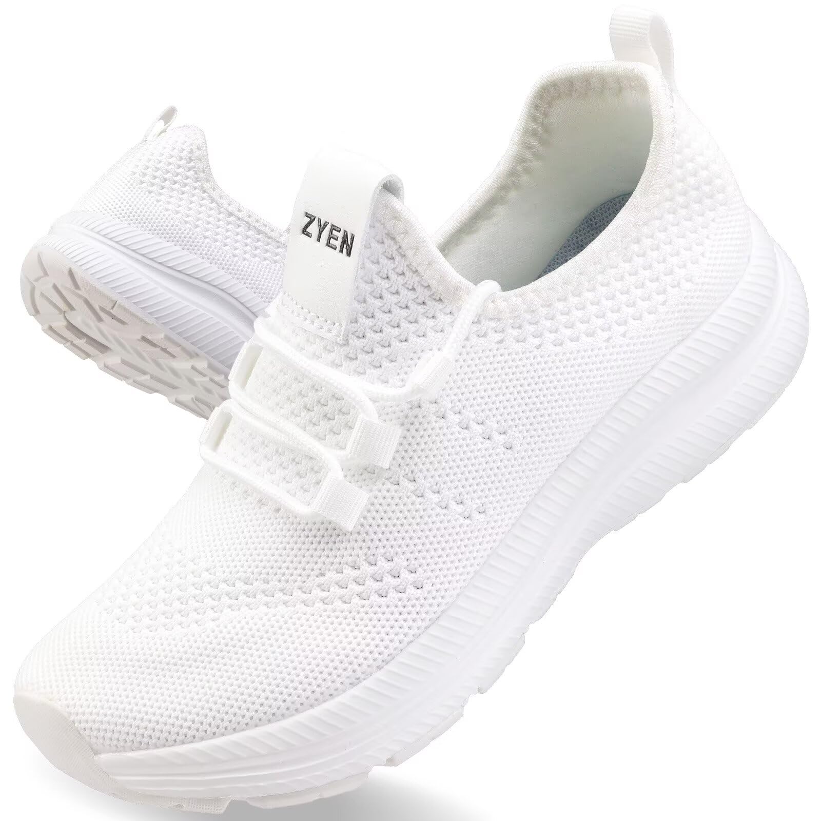Photo 1 of ZYEN Wide Toe Box Shoes Women Non-Slip Ultra Light Running Sneakers Extra Wide Feet Arch Support Walking Shoes Tennis Diabetes Breathable Gym Workouts 8813 White 40