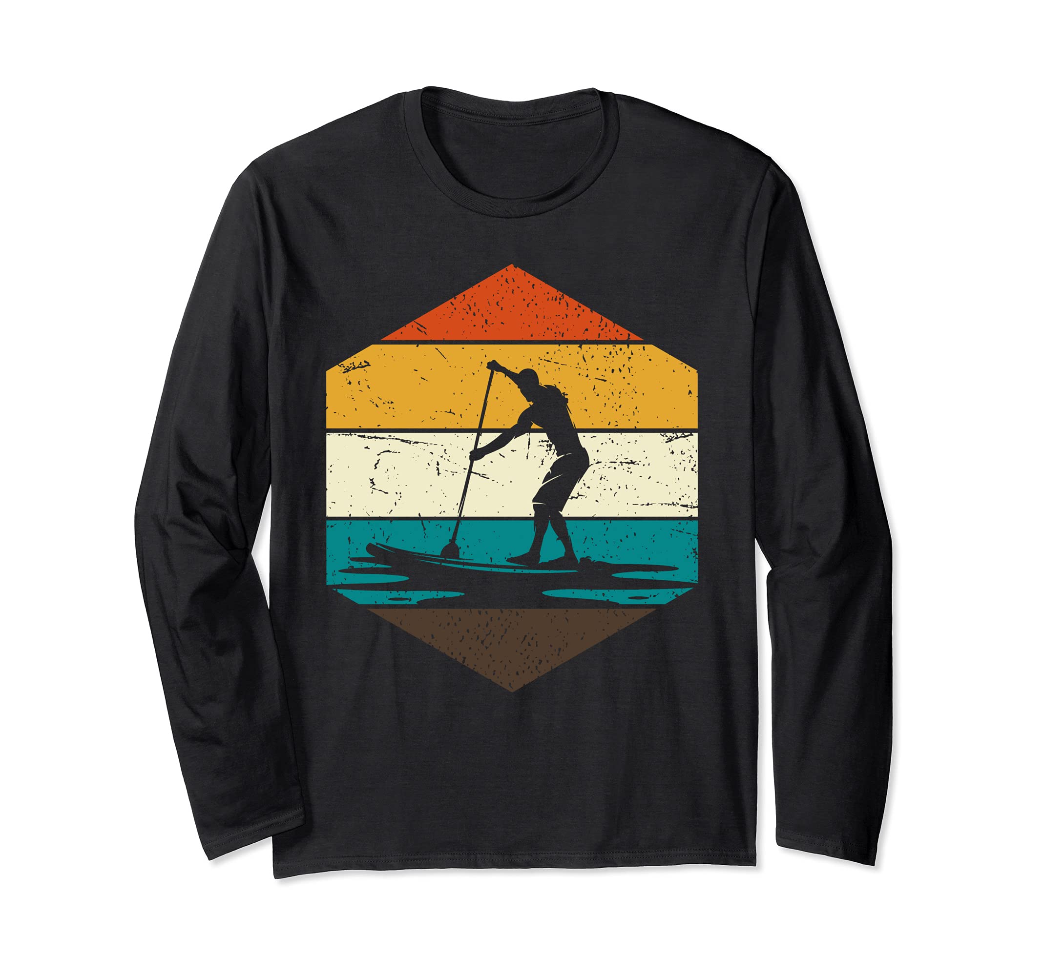 Retro Paddler Stand Up Paddling Paddleboarder Sports SUP Long Sleeve T-Shirt