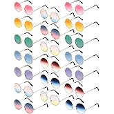 Blulu 20 Pairs Round Hippies Sunglasses John 60's Style Circle Colored Glasses