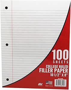 Amazon.com : RTI College Ruled Loose Leaf Paper (100 Sheets) : Office ...