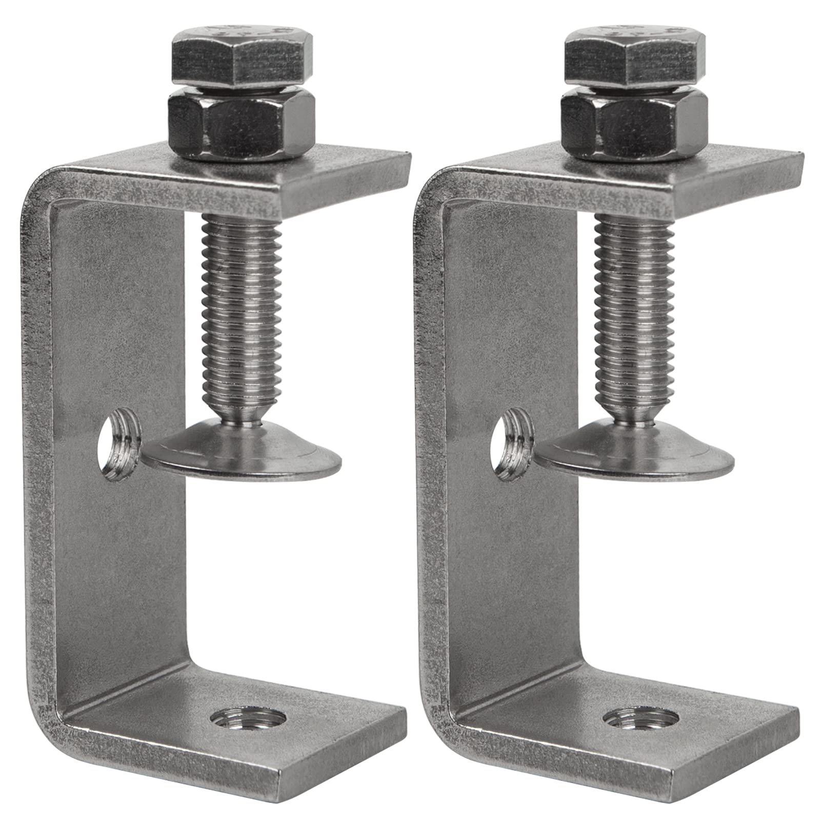 WEKBOSS Heavy Duty Stainless Steel C Clamps for Woodworking 62MM, Small Welding C Clamps, Mini Metal Desk Clip for Mounting, with Wide Jaw Opening & Adjustable Screw & Pad(2PCS)