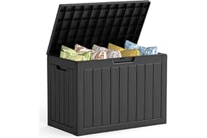 Mars Villa 45 Gallon Outdoor Storage Box, Resin Deck Box Waterproof, Storage Chest for Outside Patio Furniture Cushions, Pool Supplies, Garden Tools, UV Resistant and Weatherproof, Black