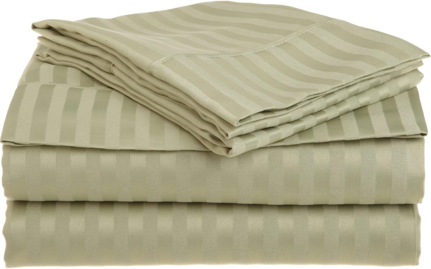 Blue Nile Mills Wrinkle-Resistant Striped Microfiber Sheet Set - King, Sage