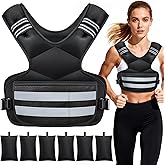 Weighted Vest for Women and Men, 4-11lb/11-18lb/20-32lb Rucking Vest with 6 Ironsand Bags, Storage Pocket and Reflective Stripes for Workout, Running, Strength Training
