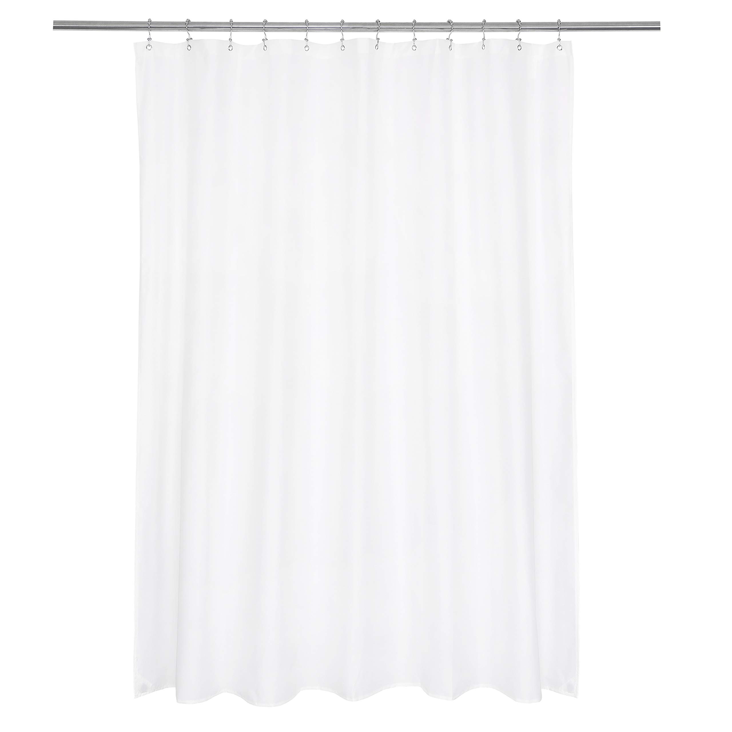 Ultimate Waterproof Extra Long Fabric Shower Curtain or Liner 72x96, Breathable TPU & Machine Washable, Use for Bath Tub/Stall in Home and Hotel, White, 72"x96"