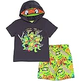 Teenage Mutant Ninja Turtles Leonardo Michelangelo Raphael T-Shirt and Mesh Shorts Outfit Set Toddler to Big Kid
