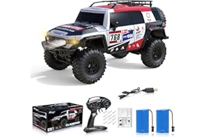 Desdoni RC Cars RC Crawler 1/10 Scale RTR Remote Control Car 4WD 2.4GHz Brushed Offroad Racing Hobby Grade Model Vehicle with LED Lights 2Pcs Battery Toy for Kids and Adults