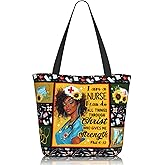 Luixdie Tote Bag for Women Reusable Shopping Tote Bag Zippered Inspirational Scripture Shoulder Bags