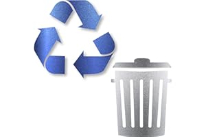 Vinyl Friend Recycle and Trash Sticker - 2.5in Metallic Blue/Silver - Logo Style Symbol to Organize Trash cans or Garbage containers and Bins - Contour Cut Decal Sticker