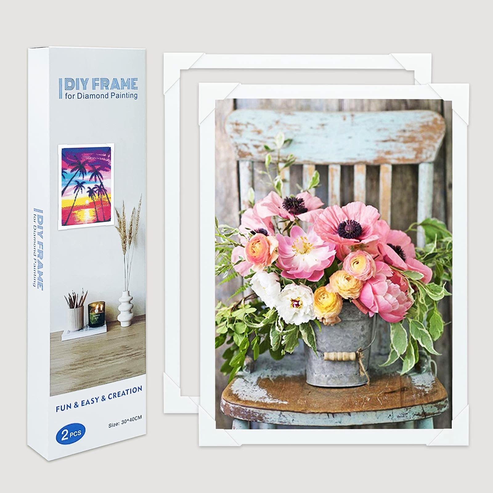 IPsee DIY 5D Diamond Art Kits Frames 30X40, Full Round Drill Embroidery Cross Stitch Arts Craft Wall Decor Art Craft for Home Wall Decoration, Suitable for 11.8×15.7 inch 2 Packs