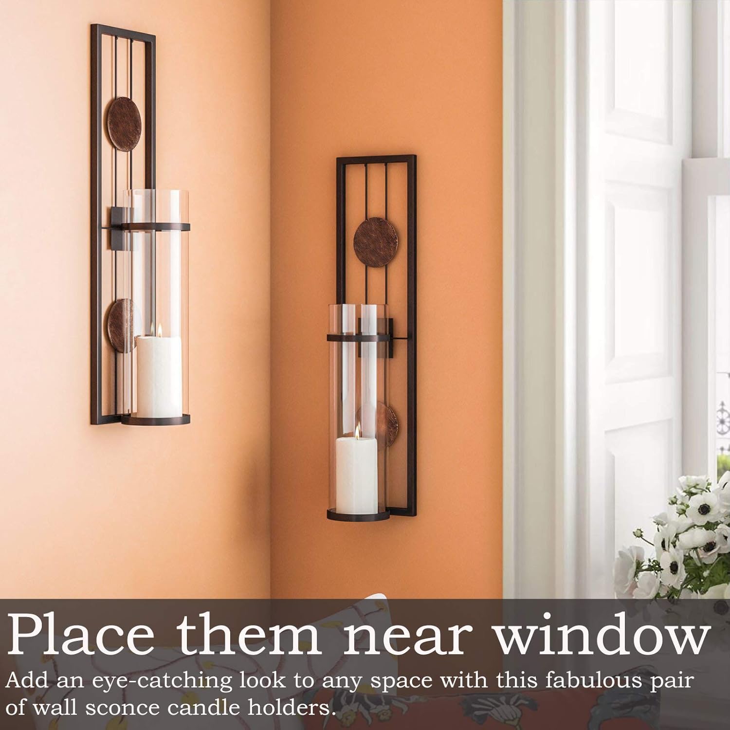 ALLADINBOX Wall Sconces Candle Holder Classic Metal Acrylic Wall Decorations for Living Room, Bathroom, Dining Room, Set of 2: Kitchen & Dining