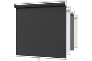 MYshade Blackout Cordless Roller Shades, Room Darkening Free-Stop Roll Up Blinds for Windows, Pull Down Blocking Blind for Home and Office, Easy to Install, 27" X 72", Black