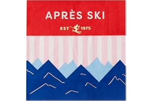 BONJOUR FETE Bonjour Fête Après Ski Large Paper Party Napkins | 3-Ply Napkins for Winter Parties, Ski Lodge Events & Christmas Holiday Gatherings | Premium Lunch Size | Winter Theme | Pack of 20, 5" Folded