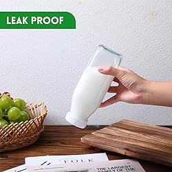 Peryiter 6 Pcs Glass Milk Bottle with Lid Reusable