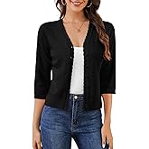Bbonlinedress Women's 3/4 Short Sleeve Cardigans Lightweight Winter Cropped Sweater Button Up Knit Tops Shrug 2025
