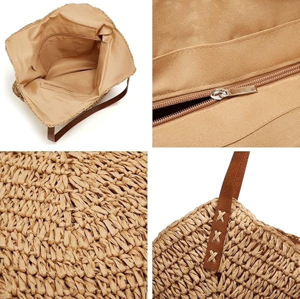 STRAW BAGS FOR WOMEN SUMMER BEACH WOVEN TOTE HOBO HANDBAG CASUAL STRAW SHOULDER BAGS FOR TRAVEL VOCATION
