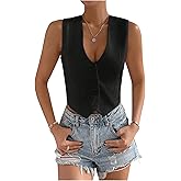 SHENHE Women's V Neck Sleeveless Button Down Crop Vest Top Blazer Coat Office Suit
