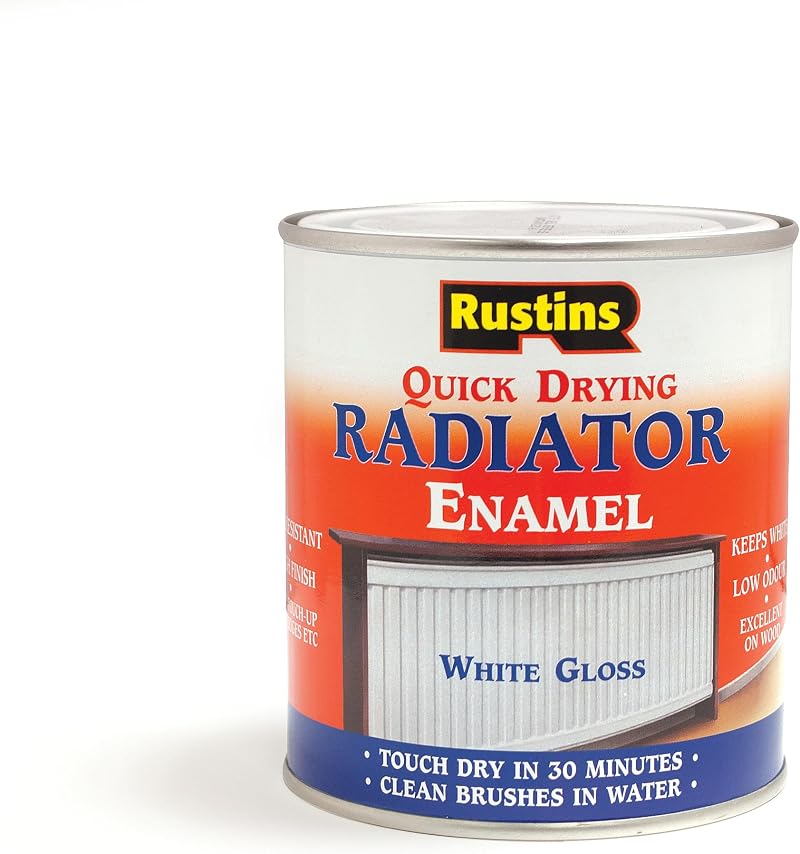 Rustins Quick Dry Radiator Enamel Gloss 1L - White, Heat Resistant Paint