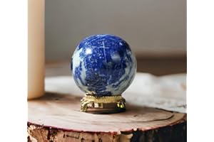 SUBSH Sodalite Crystals - Home Decoration Crystal Ball - Halloween Decor - Meditation Balls - Divination Sphere - Gemstone Ball with Metal Stand - Feng Shui - Gifts for Couples