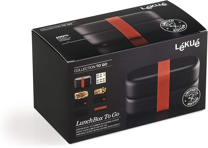 Recipiente de transporte de alimentos, lancheira para levar, preta, 1000 ml