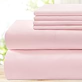 BYSURE 4 Pieces Bed Sheets Set(Twin, Light Pink) - Super Soft 1800 Thread Count 100% Microfiber Sheets with Deep Pockets, Wrinkle & Fade Resistant