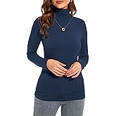 Anyeager Womens Long Sleeve Turtleneck T-Shirts Casual Lightweight Slim Fit Cozy Base Layer Top