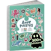 Cupkin Pirate Coloring &amp; Sticker Activity Book | 300+ Stickers | Spiral-bound kids craft format with 8 scenes, 8 art pages, side-by-side viewing, and an easy-peel design for ages 2&ndash;8