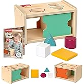 Fisher-Price Wood Montessori Toy Object Permanence Box Sort & Find, American Montessori Society Seal of Excellence, Wooden Shape-Sorter Learning Activity for Baby Ages 1+ Years (Amazon Exclusive)