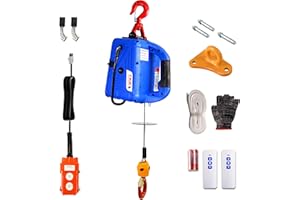 TKK 3-in-1 Electric Hoist Winch 1500W Portable Powerful 110V Portable Winch with 1100Lbs Loading Capacity 16 ft/min 25ft Lifting Height Ideal for Warehouses, and Factories