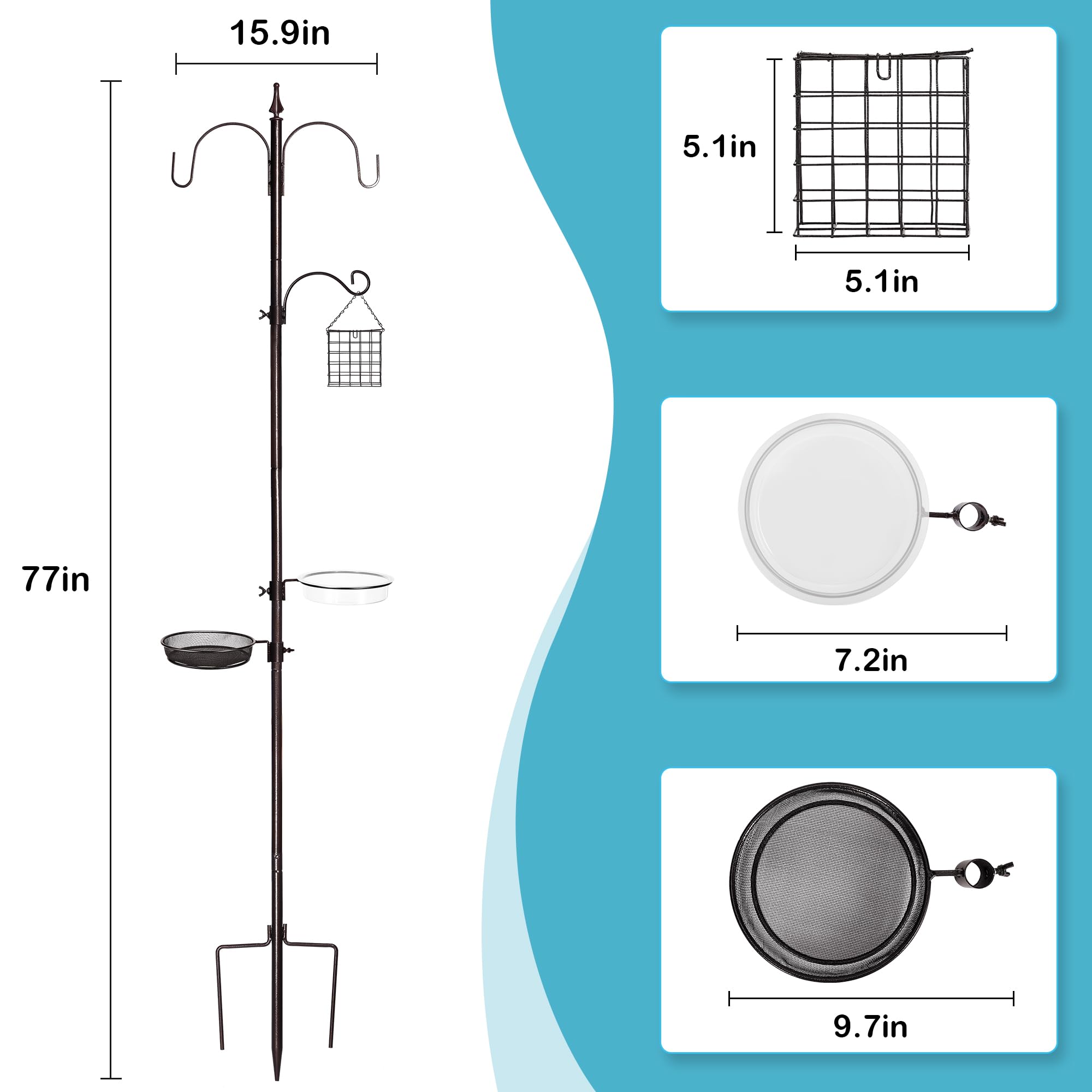 Condition photo showing New/Like New for yingym bird feeder stand pole,77 inch feeding station kit for outside, wild bird feeder hanging kit