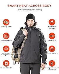 DEWBU Soft Shell Heated Jacket for Men with 12V