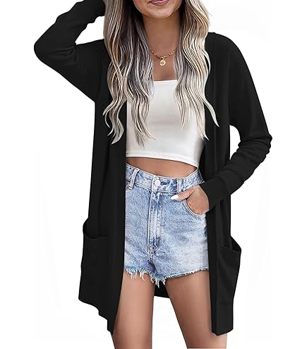 Gilet Léger Femme Cardigan Femme Sans Manches Motif Floral - Léger Ouvert Devant Poches Été Printemps Vêtement été