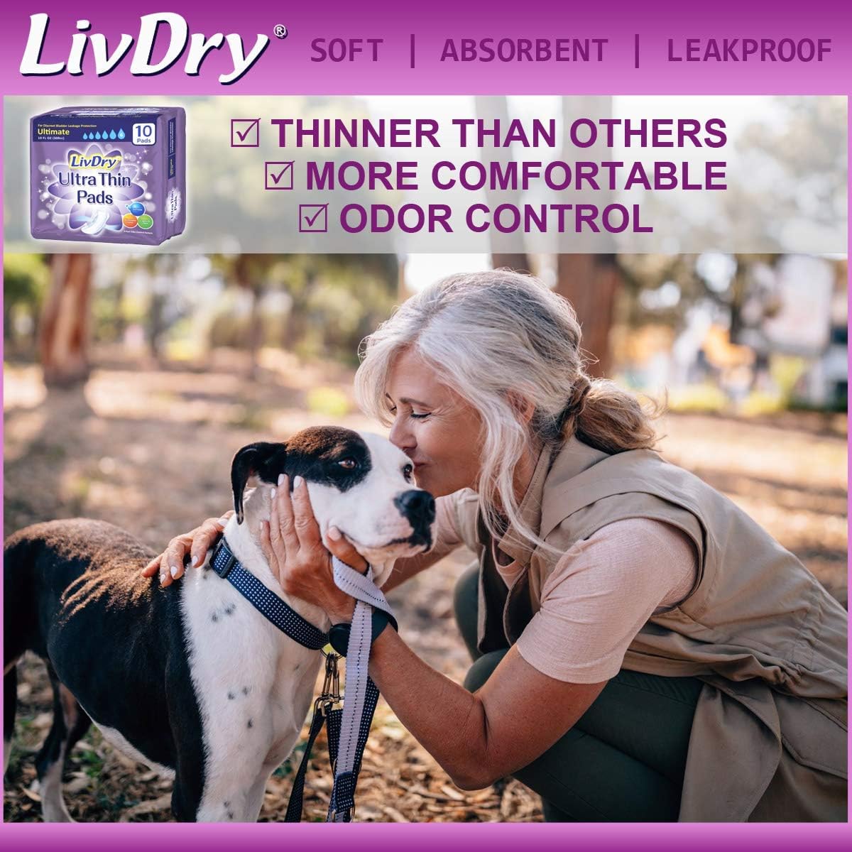 LivDry Incontinence Ultra Thin Pads for Women | Leak Protection and Odor Control | Extra Absorbent (Ultimate 60-Count): Health & Personal Care