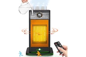 FAMILYJOY Space Heater with Humidifier, 3-in-1 Space Heaters for Indoor Use with Motion Sensor/3D Flame Effect,1500W Portable Heater for Office/Bedroom/Home/Room/Garage/Electric Heater with Thermostat/Oscillat