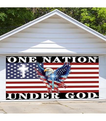 4th Of July Door Cover Patriotic Garage Door Banner God Bless