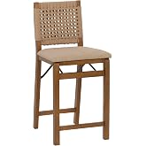 Linon Barra Natural Woven Back 24" Seat Height Fully Assembled Folding Counter Stool