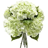 Yatim 21In Light Green Artificial Hydrangea Flowers with Stems 5 Pcs | Real Touch Hydrangeas, Full Latex Petals, for Home DIY Floral Arrangements Wedding Outdoor Decor