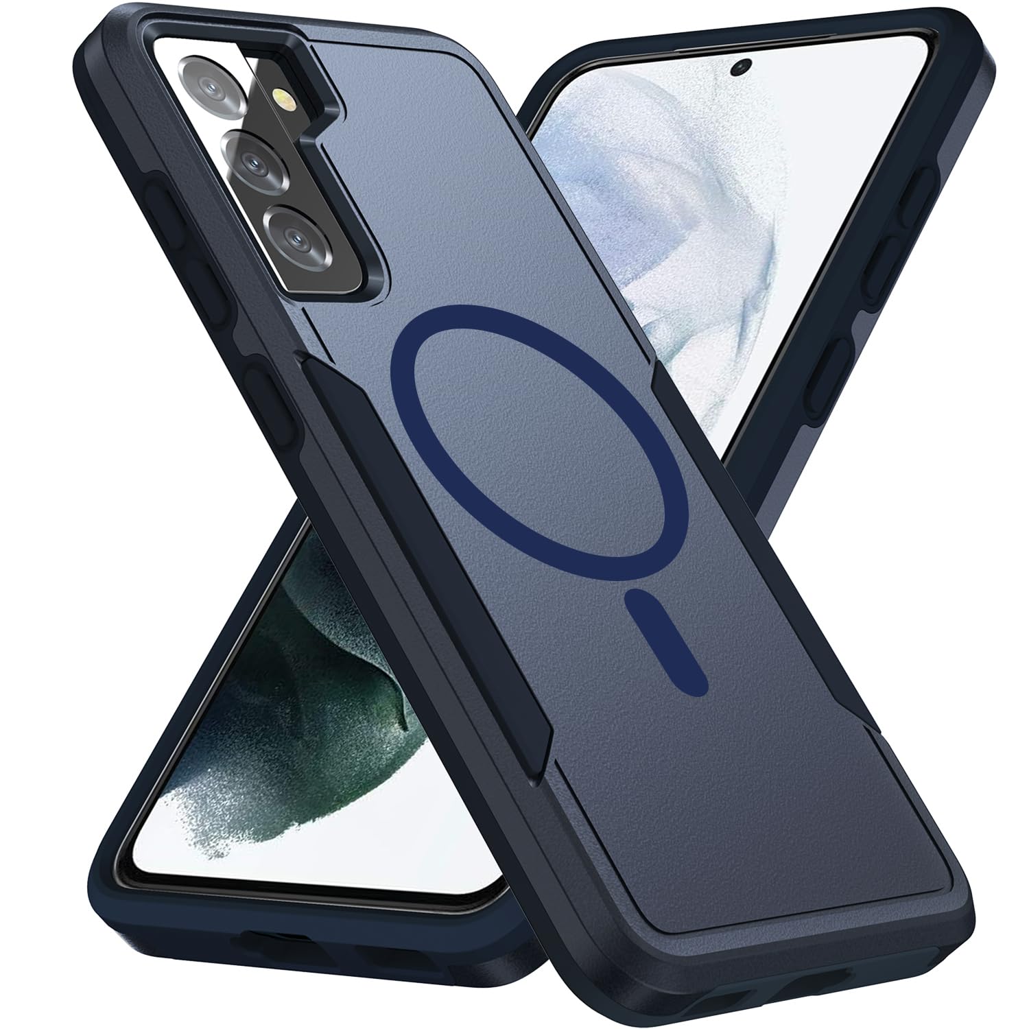 Photo 1 of Teayoha for Samsung Galaxy S21 Case,[Compatible with Magsafe] [Military Grade Drop Tested] Shockproof Magnetic Tough Rugged Protective Phone Case -6.2 inch (Blue)