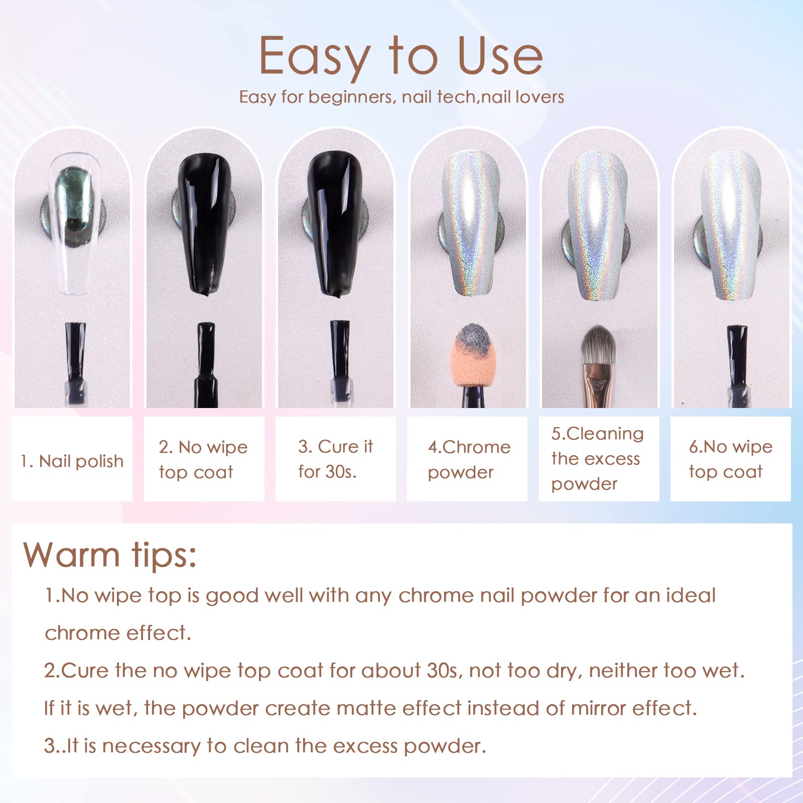 Laza Chrome Nail Powder Mirror Effect Metallic Dust Holographic Glitter Glazed Manicure Decoration Reflective Pigment for DIY Gel Polish Nail Art, Resin Craft, Gifts - Gold - Image 6