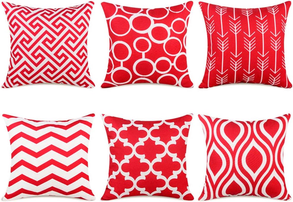 Best red decorative pillow cases set for living room