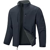 33,000ft Men's Lightweight Softshell Jacket Fleece Waterproof Windbreaker | 7 Pockets, Windproof Soft Shell, Warm Insulated Lined, Zip Up Fall Winter Coat for Hiking Tactical Outdoor Causal Work Ski