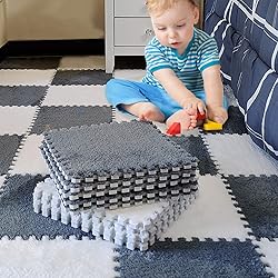 12 pcs Plush Puzzle Foam Floor Mat for Kids- Thick