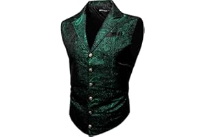 Barry.Wang Mens Victorian Suit Vest Paisley Steampunk Gothic Waistcoat Retro Lapel Collar Formal Tuxedo Halloween Vests Prom