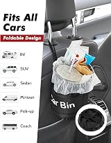 Zacro Car Bin with 5 Garbage Bags Foldable Water Resistant Auto Trash Bag view 6