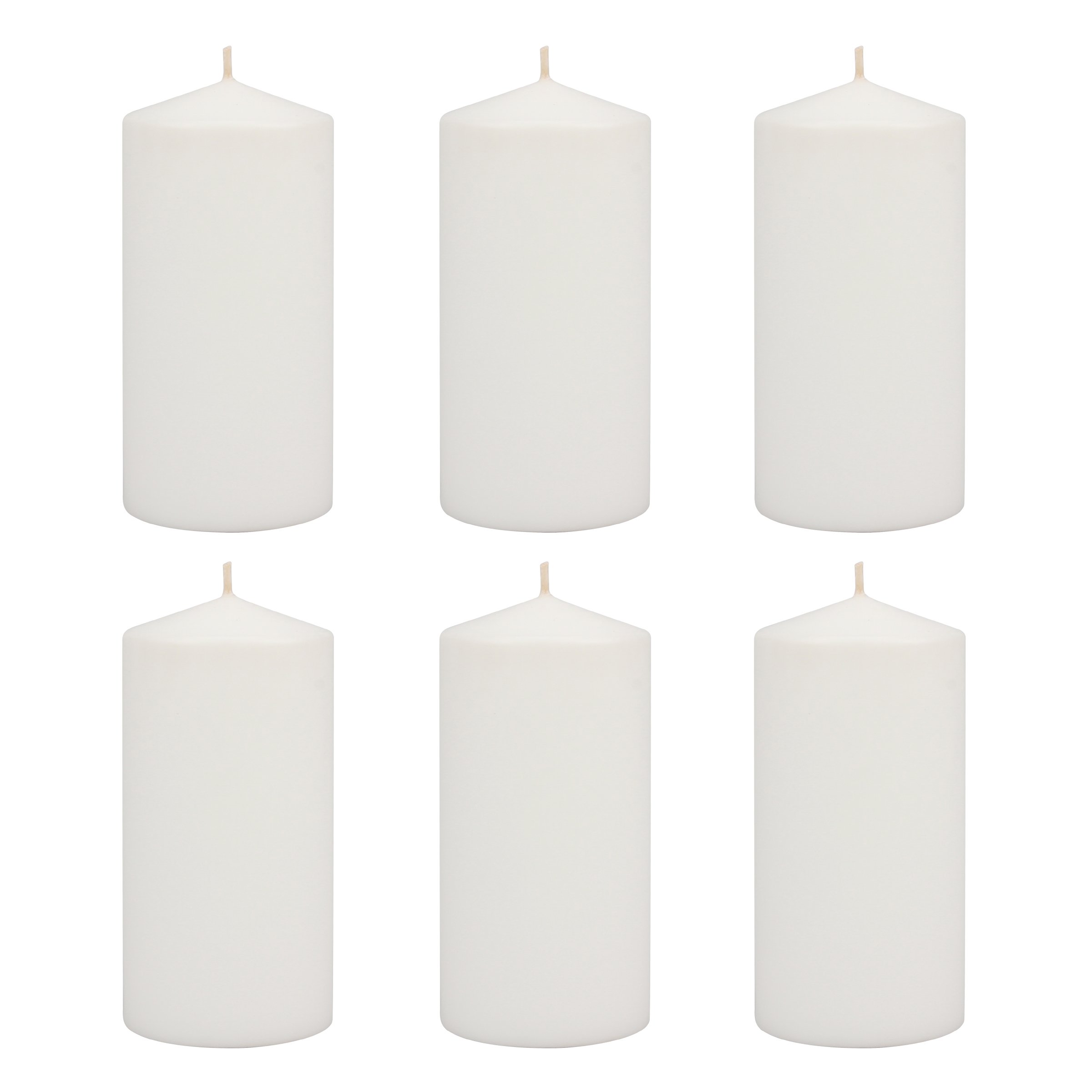 Stonebriar Tall 3 x 6 Inch Unscented White Pillar Candle Set, Candle Decor for Lanterns, Hurricanes, and Centerpieces, Set of 6