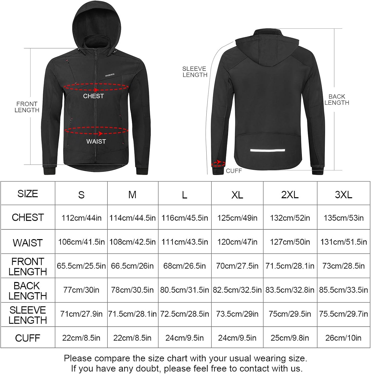 INBIKE Men's Detachable Hooded Fleece Multi-Functional Windproof Warm Jacket : Clothing