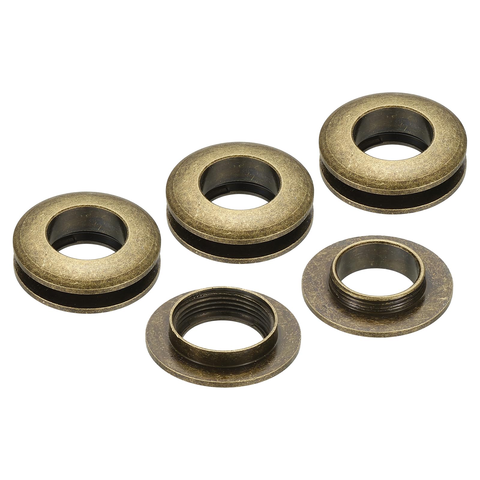 PATIKIL 15.5mm(5/8 inch) Solid Brass Hole Eyelets, 4 Pcs Arc Surface Self Backing Grommets with Washer for Shoes Clothes Crafts Bag Leather Craft, Bronze